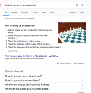 google quick answers how to set up a chess board